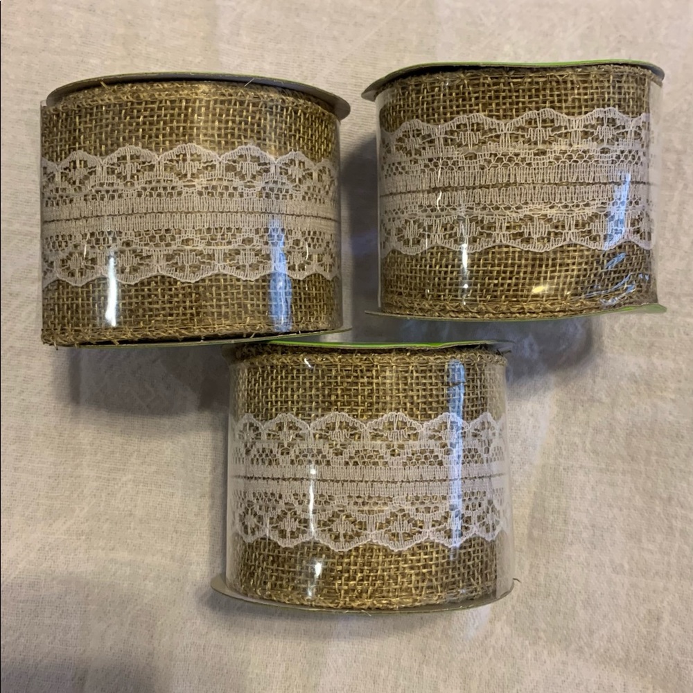 Floral Garden Burlap Ribbon w/ lace